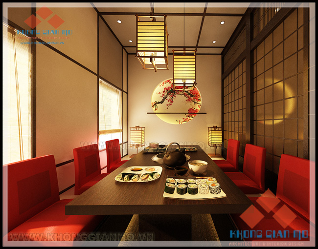 Thiết kế nội thất nhà hàng Nhật - Phối cảnh 3D phòng VIP 3